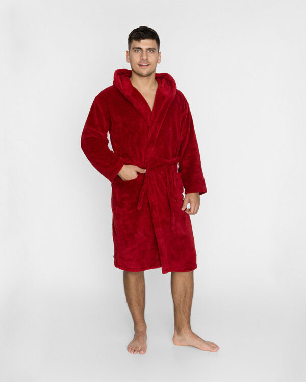 Bordowy szlafrok dla mężczyzn i kobiet Unisex Wellsoft - obrazek 2